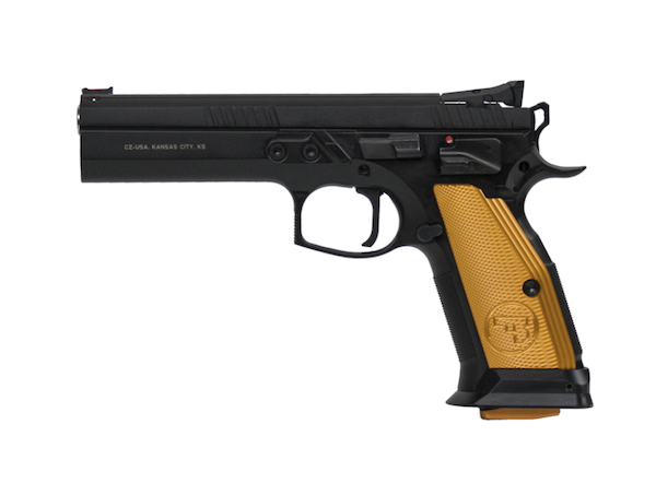 CZ 75 TS 9MM 20RD 5.2" BLK/ORG GRIP - for sale