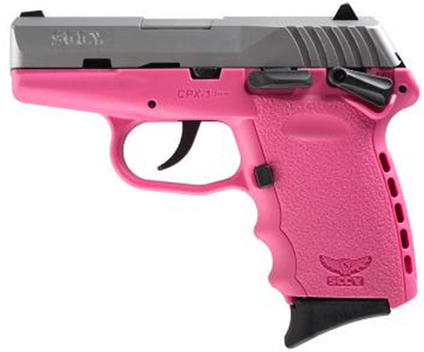 SCCY 9MM POLY PINK/SATIN DAO W/SAFE - for sale