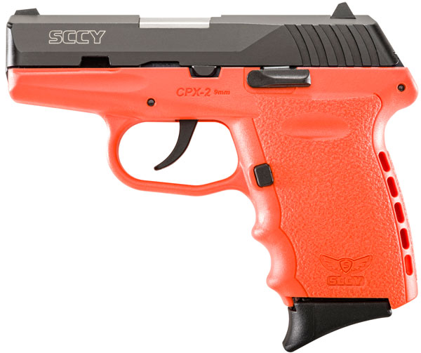 SCCY 9MM POLY ORG/BLK DAO 2MAGS - for sale