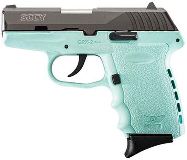 SCCY 9MM POLY AQUA/BLK DAO 2MAGS - for sale
