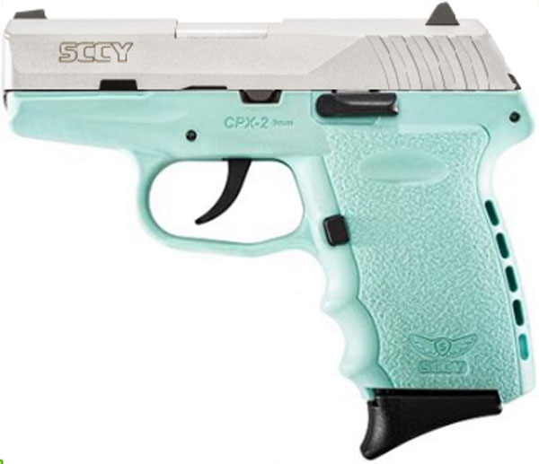 SCCY 9MM POLY AQUA/SATIN DAO 2MAGS - for sale